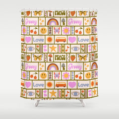 1970s Retro Pop Culture Icons Shower Curtain