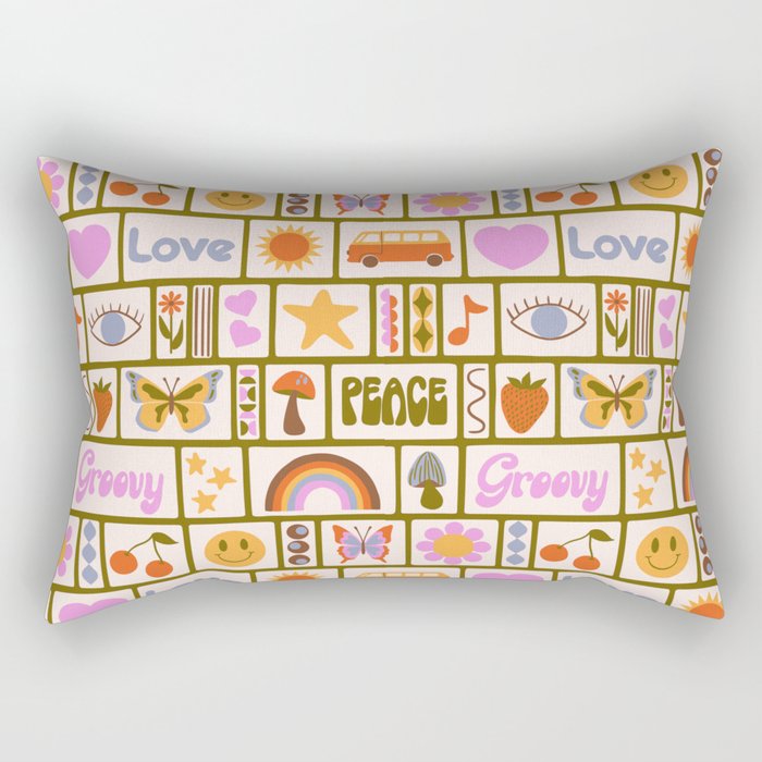 1970s Retro Pop Culture Icons Rectangular Pillow