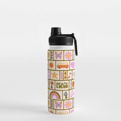 1970s Retro Pop Culture Icons Water Bottle