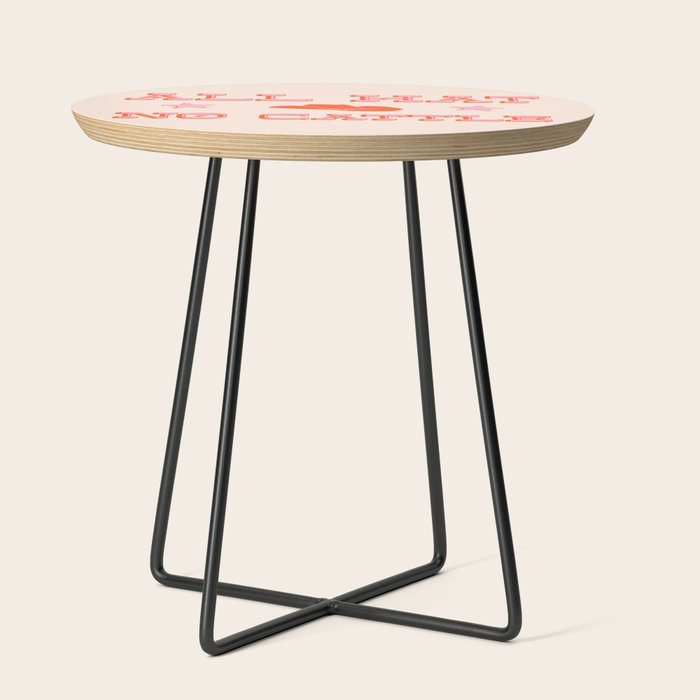"All hat no cattle" in pink and orange retro western letters Side Table