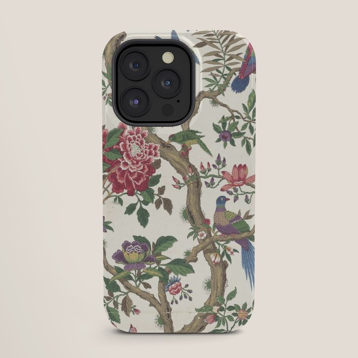 18th Century Chinoiserie Magpie Ivory Peony Garden iPhone Case