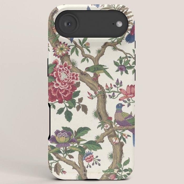 18th Century Chinoiserie Magpie Ivory Peony Garden iPhone Case
