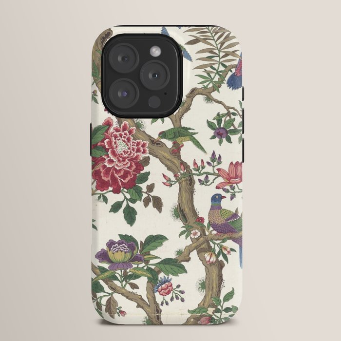 18th Century Chinoiserie Magpie Ivory Peony Garden iPhone Case