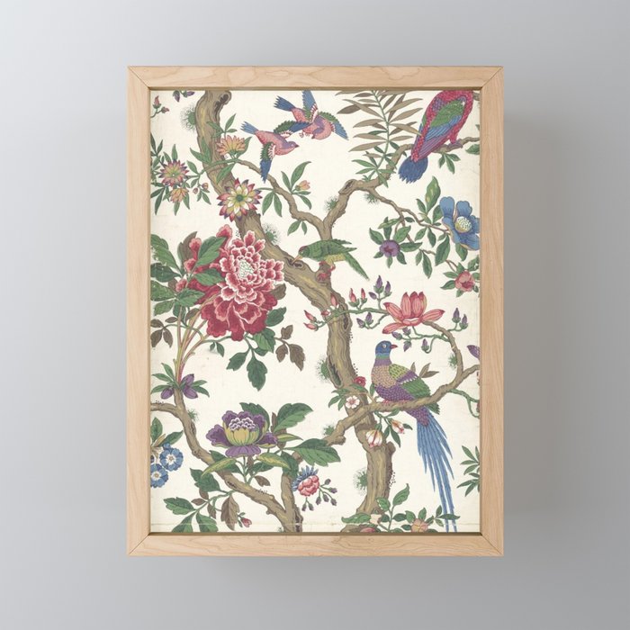 18th Century Chinoiserie Magpie Ivory Peony Garden Mini Art Print