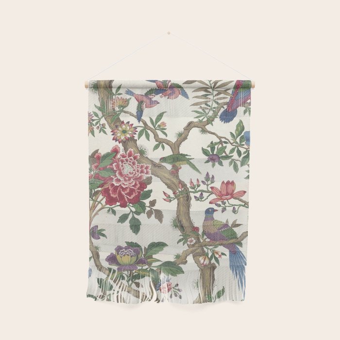18th Century Chinoiserie Magpie Ivory Peony Garden Wall Hanging