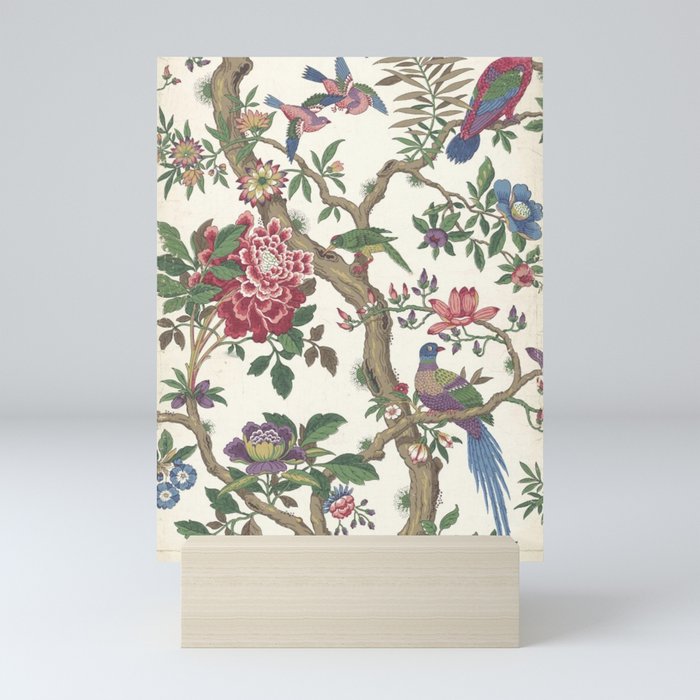 18th Century Chinoiserie Magpie Ivory Peony Garden Mini Art Print