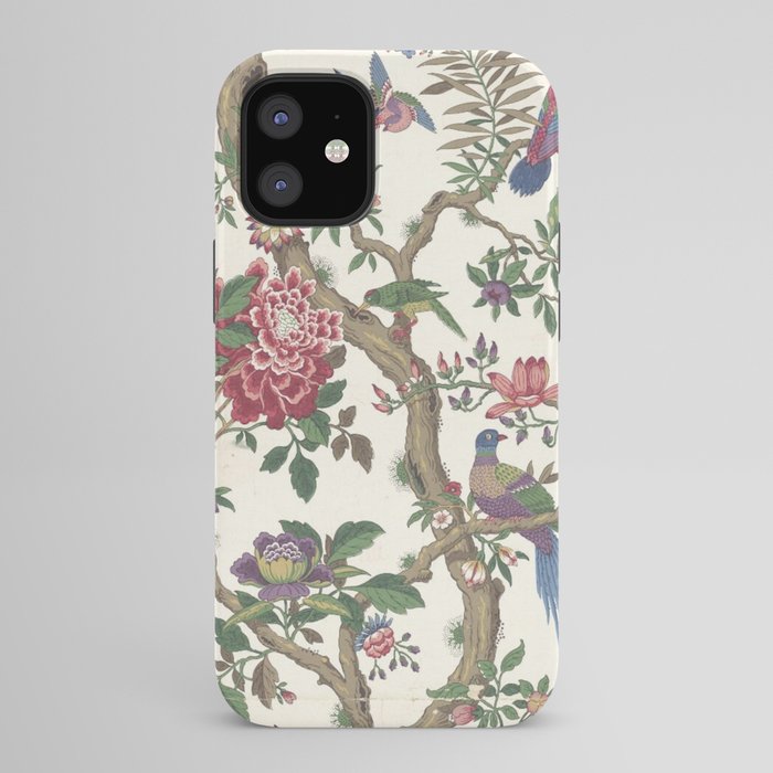 18th Century Chinoiserie Magpie Ivory Peony Garden iPhone Case