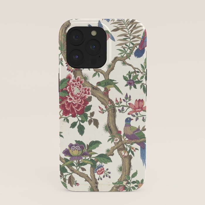 18th Century Chinoiserie Magpie Ivory Peony Garden iPhone Case