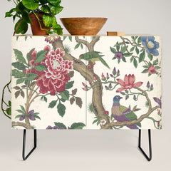 18th Century Chinoiserie Magpie Ivory Peony Garden Credenza