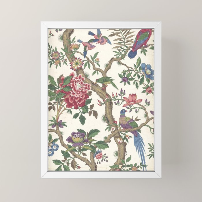 18th Century Chinoiserie Magpie Ivory Peony Garden Mini Art Print