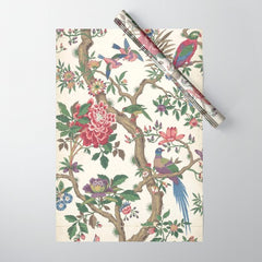 18th Century Chinoiserie Magpie Ivory Peony Garden Wrapping Paper