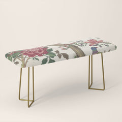 18th Century Chinoiserie Magpie Ivory Peony Garden Bench