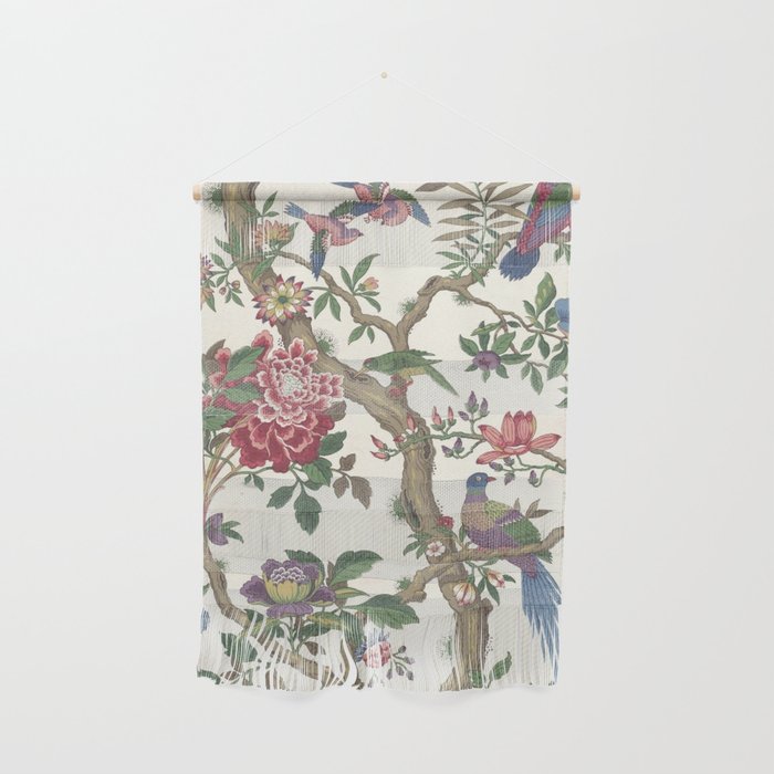 18th Century Chinoiserie Magpie Ivory Peony Garden Wall Hanging