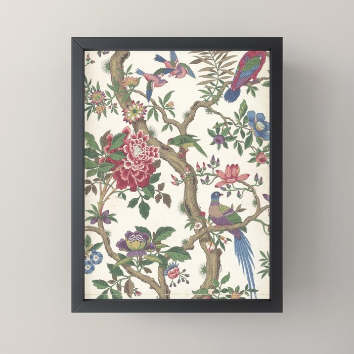 18th Century Chinoiserie Magpie Ivory Peony Garden Mini Art Print