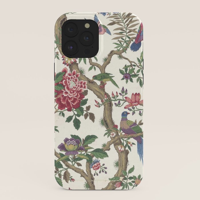 18th Century Chinoiserie Magpie Ivory Peony Garden iPhone Case