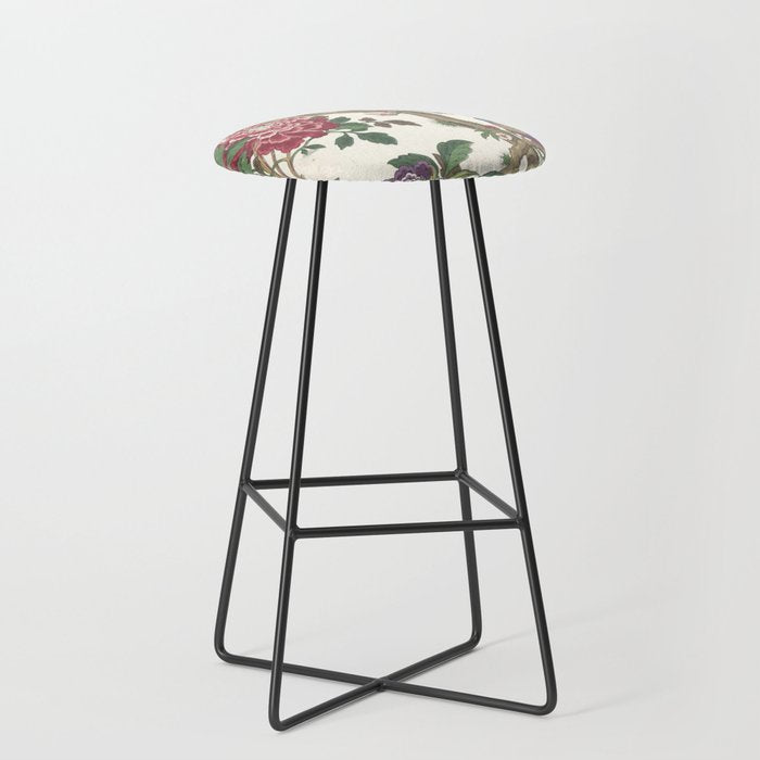 18th Century Chinoiserie Magpie Ivory Peony Garden Stool