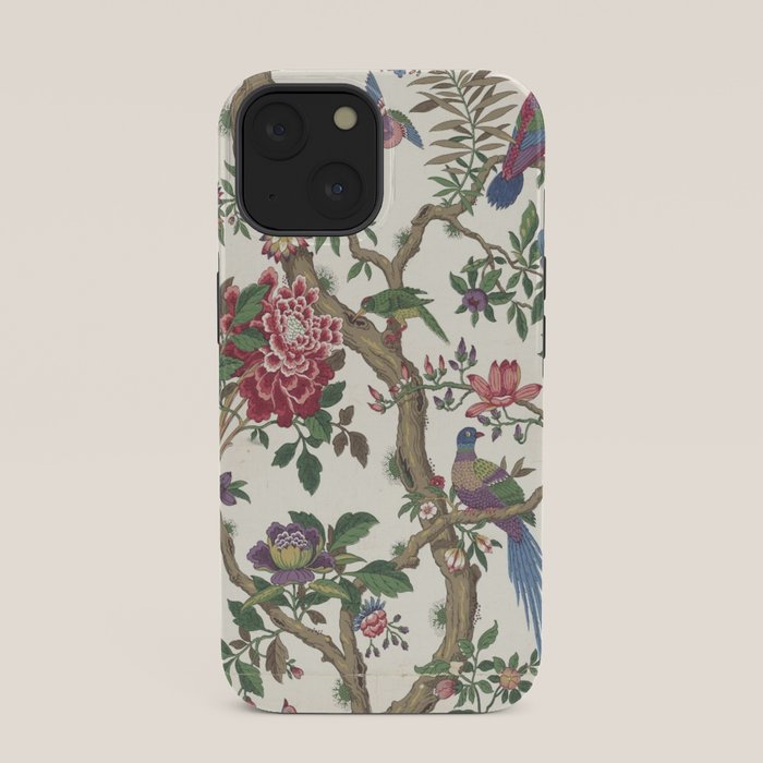 18th Century Chinoiserie Magpie Ivory Peony Garden iPhone Case