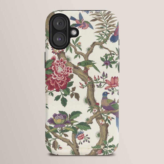 18th Century Chinoiserie Magpie Ivory Peony Garden iPhone Case