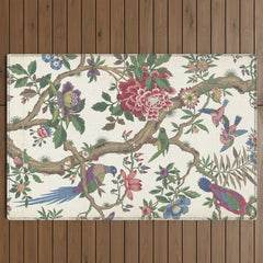 18th Century Chinoiserie Magpie Ivory Peony Garden Outdoor Rug