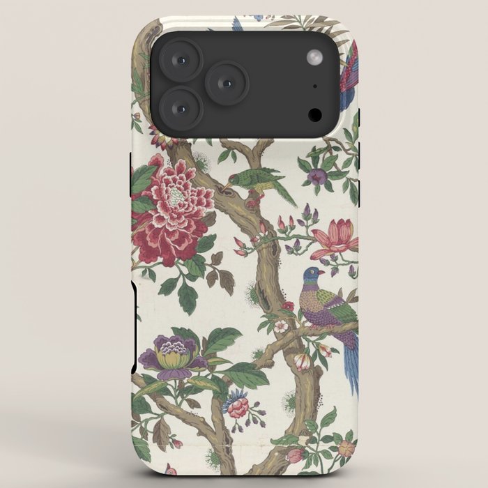18th Century Chinoiserie Magpie Ivory Peony Garden iPhone Case
