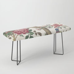 18th Century Chinoiserie Magpie Ivory Peony Garden Bench