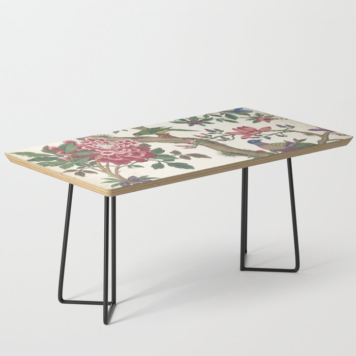 18th Century Chinoiserie Magpie Ivory Peony Garden Coffee Table