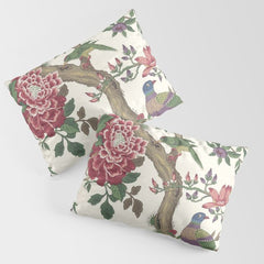18th Century Chinoiserie Magpie Ivory Peony Garden Pillow Sham