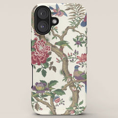 18th Century Chinoiserie Magpie Ivory Peony Garden iPhone Case