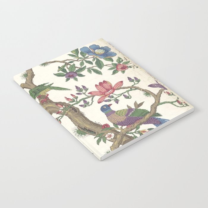 18th Century Chinoiserie Magpie Ivory Peony Garden Notebook