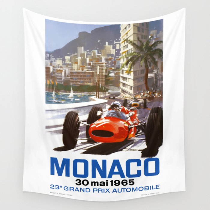 1965 Monaco Grand Prix Racing Poster Wall Tapestry