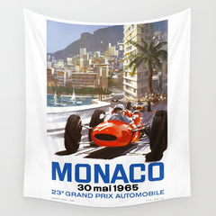 1965 Monaco Grand Prix Racing Poster Wall Tapestry