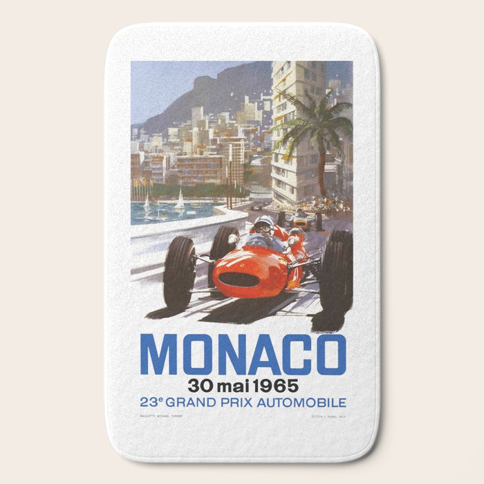 1965 Monaco Grand Prix Racing Poster Bath Mat