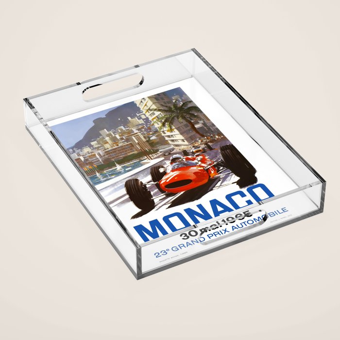 1965 Monaco Grand Prix Racing Poster Acrylic Tray