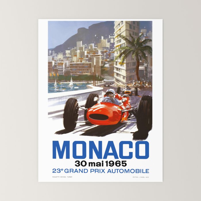 1965 Monaco Grand Prix Racing Poster Mini Art Print