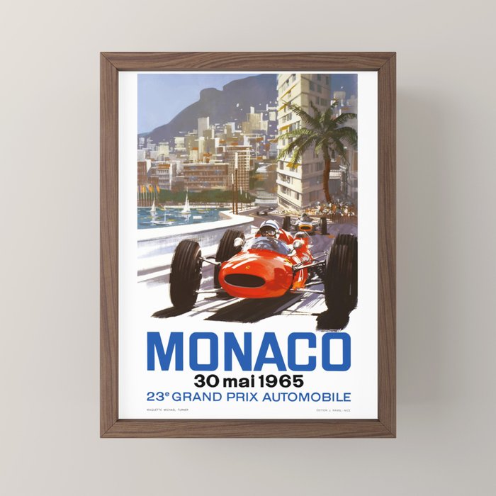 1965 Monaco Grand Prix Racing Poster Mini Art Print