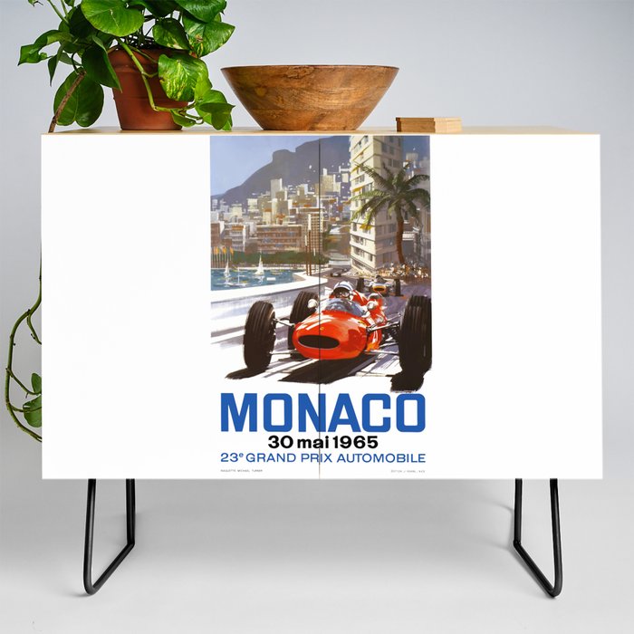 1965 Monaco Grand Prix Racing Poster Credenza