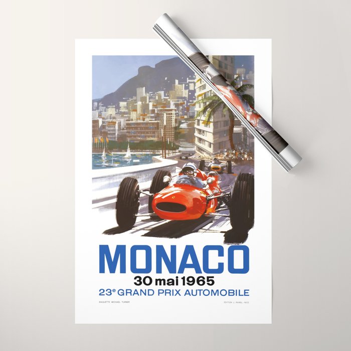 1965 Monaco Grand Prix Racing Poster Wrapping Paper