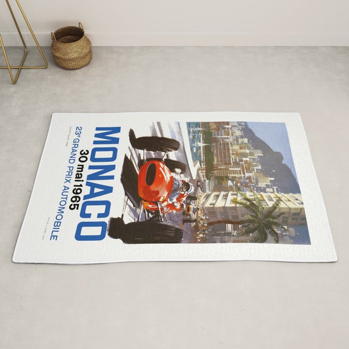 1965 Monaco Grand Prix Racing Poster Rug