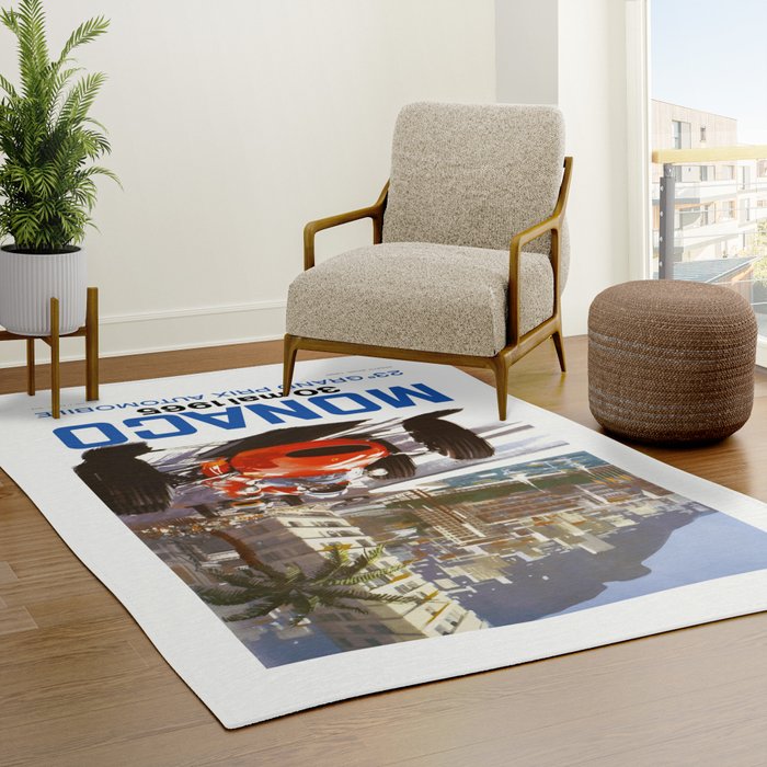 1965 Monaco Grand Prix Racing Poster Rug
