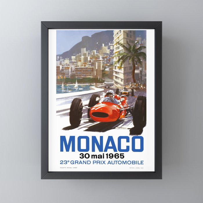 1965 Monaco Grand Prix Racing Poster Mini Art Print