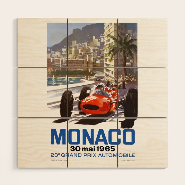 1965 Monaco Grand Prix Racing Poster Wood Wall Art