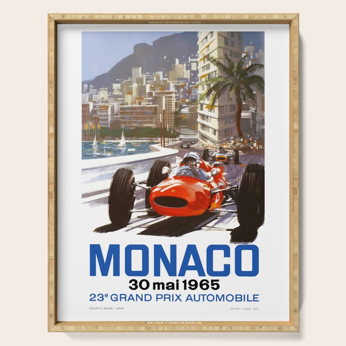 1965 Monaco Grand Prix Racing Poster Serving Tray