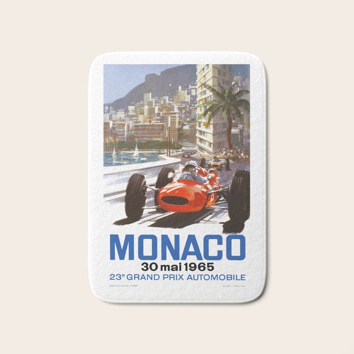 1965 Monaco Grand Prix Racing Poster Bath Mat