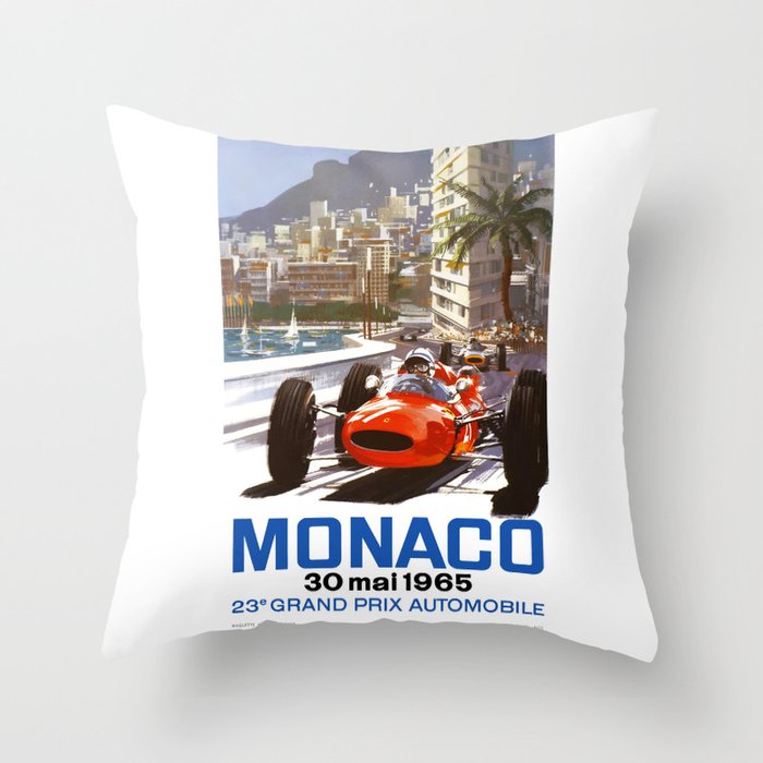 1965 Monaco Grand Prix Racing Poster Throw Pillow