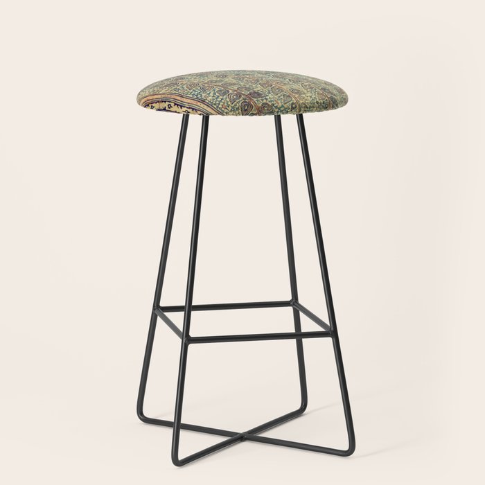 18th Century Indian Tree Textile Digital Art Painting  Stool