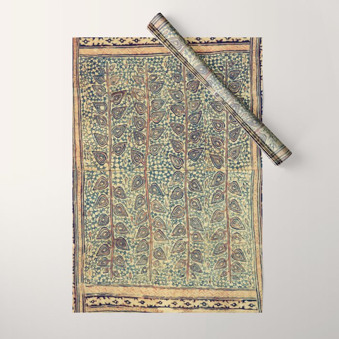 18th Century Indian Tree Textile Digital Art Painting  Wrapping Paper