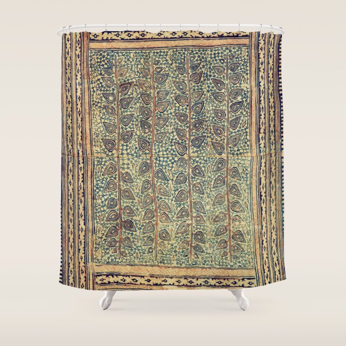 18th Century Indian Tree Textile Digital Art Painting  Shower Curtain