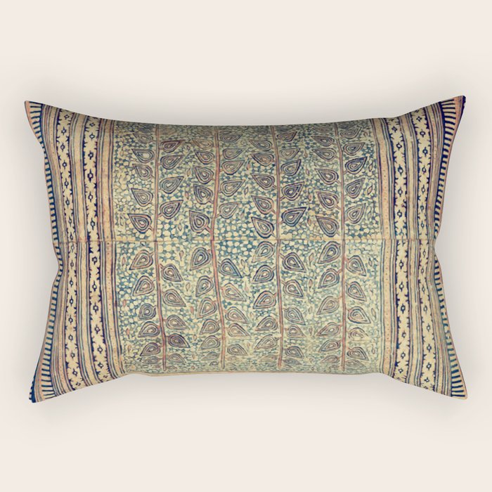 18th Century Indian Tree Textile Digital Art Painting  Rectangular Pillow