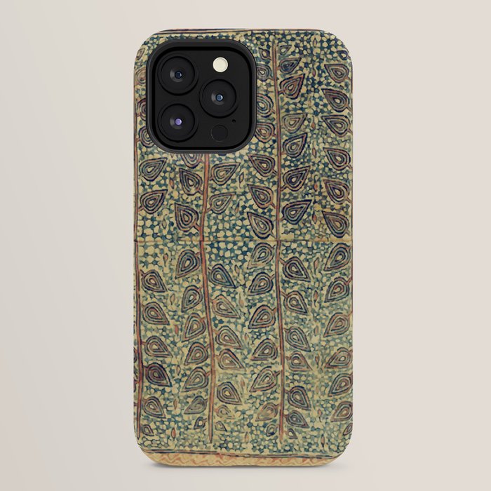 18th Century Indian Tree Textile Digital Art Painting  iPhone Case