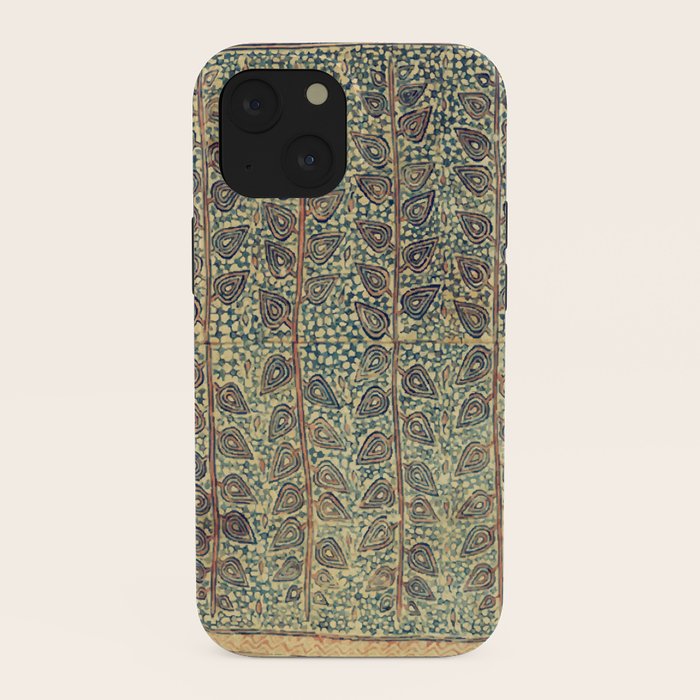 18th Century Indian Tree Textile Digital Art Painting  iPhone Case
